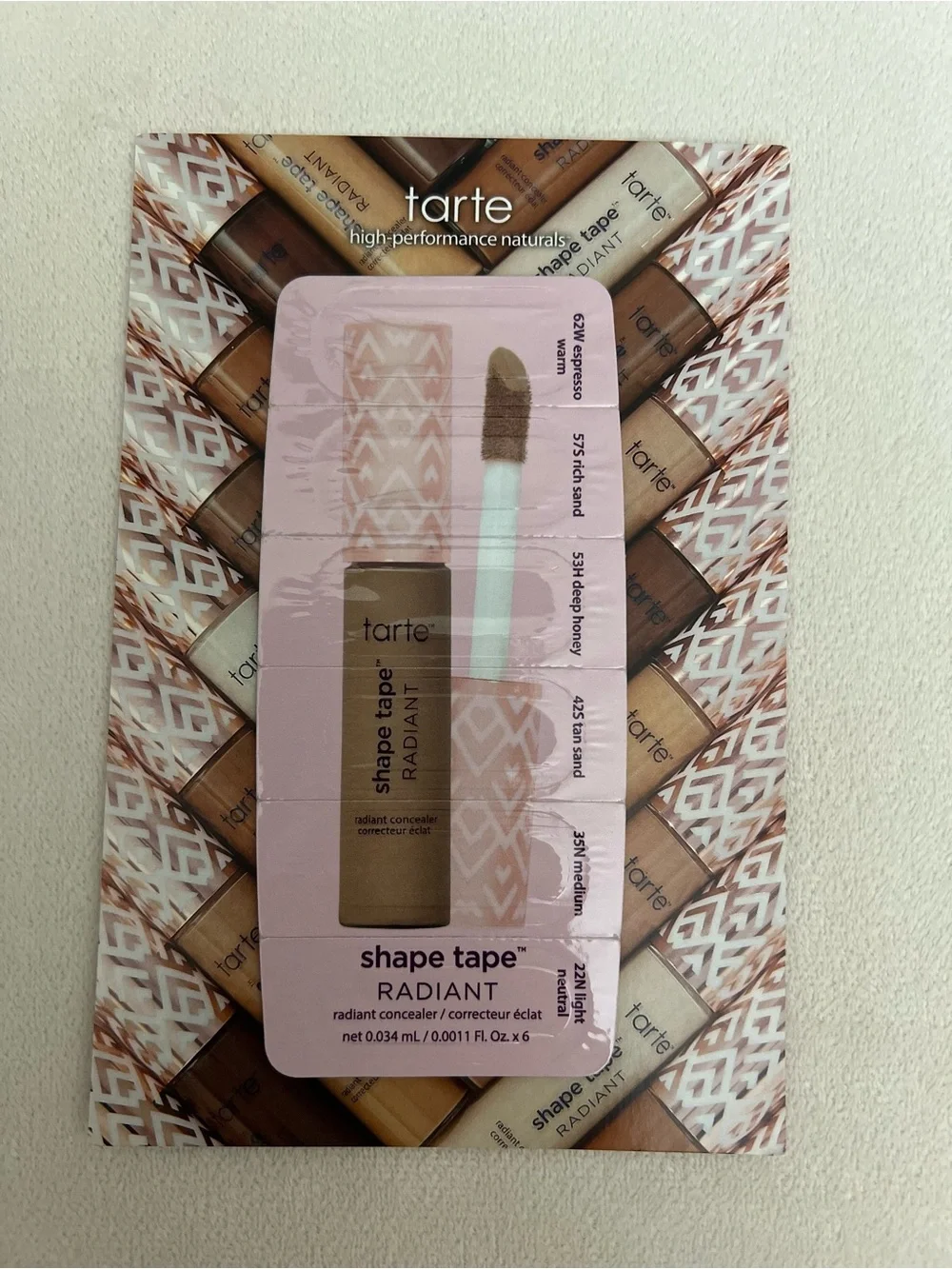 5 Piece Makeup Sample Cards (Dior, Ilia, Tarte, Bare Minerals, Rare Beauty)